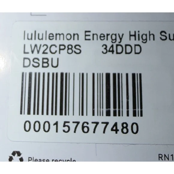LULULEMON ENERGY HIGH SUPPORT BRA DEEP SEA BLUE SIZE 34DDD